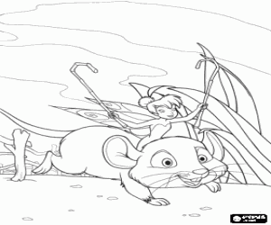 Coloriage La F�e Clochette au guidon de son amie la souris