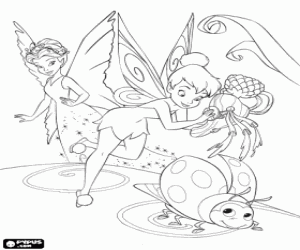 Coloriage La F�e Clochette travaille sur une nouvelle invention, sous l'�il de la Reine Clarion