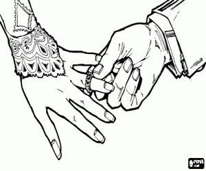 Coloriage La main de la fianc�e avec l'anneau et la main de l'�poux