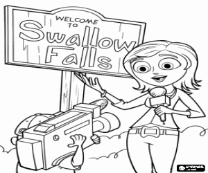 Coloriage La pluie de nourriture qui peut pr�venir la faim monde est le meilleur des nouvelles, Samantha Sparks, journaliste de rapports en direct de Swallow Falls
