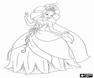 Coloriage La Princesse Tiana avec une belle robe de soir�e