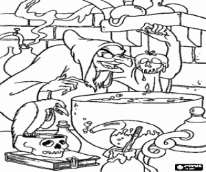Coloriage La sorci�re avec la pomme empoisonn�e � Blanche-Neige