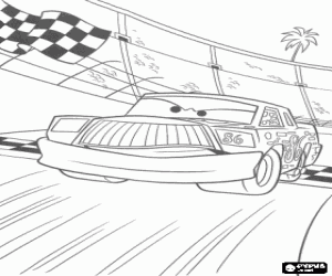 Coloriage Le arrogant et tricheur Chick Hicks � gagner la course