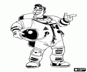 Coloriage Le capitaine Charles "Chuck" Baker est arriv� avec son vaisseau spatial pour la plan�te 51