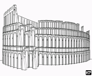 Coloriage Le Colosseum � Rome, grand amphith��tre qui fut le th��tre de combats de gladiateurs