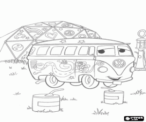 Coloriage Le fourgonnette hippie Combi Volkswagen nomm� Fillmore