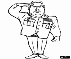 Coloriage Le G�n�ral W. R. Monger faisant le salut militaire