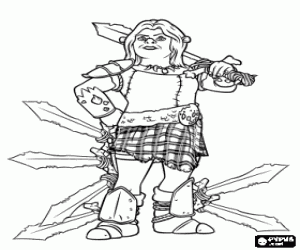 Coloriage Le guerrier�re Fiona est � la chef de la r�sistance des ogres et le camp des ogres