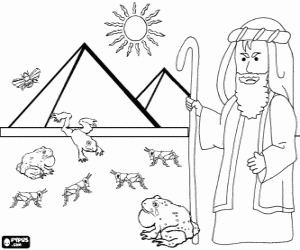 Coloriage Le l�gendaire proph�te Mo�se et les fl�aux que Dieu a envoy� sur les �gyptiens