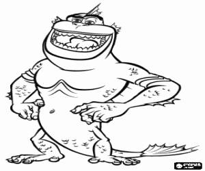 Coloriage Le Maillont Manquant, amphibious moiti� poisson e moiti� singe