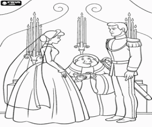 Coloriage Le mariage de Cendrillon et le Prince dans l'�glise