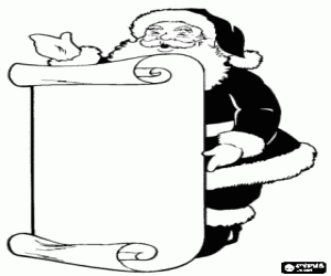 Coloriage Le P�re No�l avec une grande feuille de papier pour en faire la liste de cadeaux