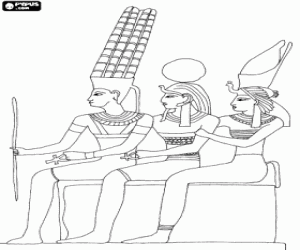 Coloriage Le pharaon d'Egypte et d'autres autorit�s avec leurs coiffes pour les grandes c�l�brations