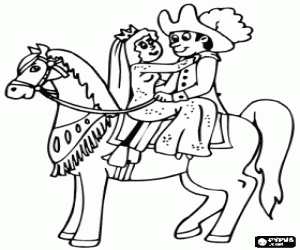 Coloriage Le prince et la princesse � cheval