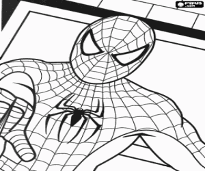 Coloriage Le visage de Spiderman avec le masque et de v�tement sp�cial