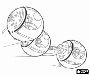 Coloriage Les agents dans leurs v�hicules et � haute vitesse, des balles de hamster