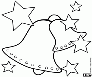 Coloriage Les cloches de No�l, petite et grande, avec des �toiles