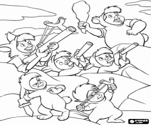 Coloriage Les Gar�ons Perdus pr�t � d�fendre contre l'attaque de l'ennemi