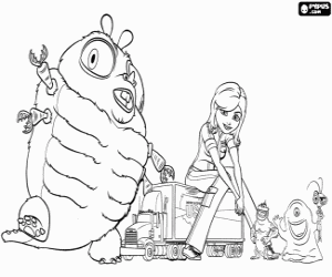 Coloriage Les monstres qui font face aux envahisseurs extraterrestres - G�normica, Dr. Cafard, B.O.B, le Maillont Manquant et Insectosaure