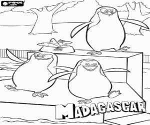 Coloriage Les pingouins du zoo de Central Park satisfaits de son repas