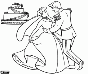 Coloriage Les princes � la danse de la mari�e de leur f�te de mariage