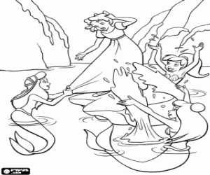 Coloriage Les sir�nes en jouant avec Wendy