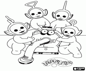 Coloriage Les T�l�tubbies avec Noo-noo, l'aspirateur qui prend soin de eux