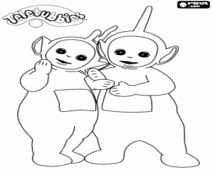 Coloriage Les T�l�tubbies Dipsy et Laa-Laa embrass�s