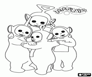 Coloriage Les T�l�tubbies embrass�s en cercle