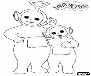 Coloriage Les T�l�tubbies Tinky Winky et P� embrass�s