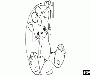 Coloriage Lettre C avec une petite chatone