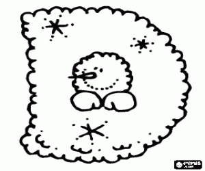 Coloriage Lettre D avec un bonhomme de neige � l'int�rieur