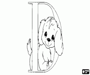 Coloriage Lettre D avec un petit chien
