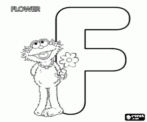 Coloriage Lettre F avec Zo� et une fleur