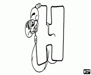 Coloriage Lettre H avec l'espi�gle petit souris