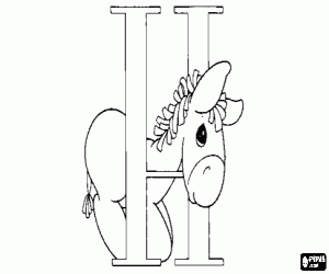 Coloriage Lettre H avec un petit cheval