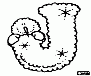 Coloriage Lettre J avec un bonhomme de neige se cacher derri�re