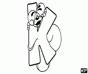 Coloriage Lettre K avec l'espi�gle petit souris