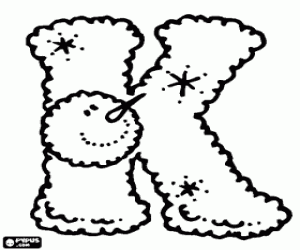 Coloriage Lettre K et un bonhomme de neige