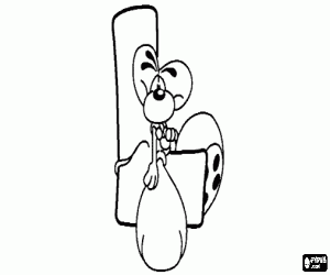 Coloriage Lettre L avec l'espi�gle petit souris