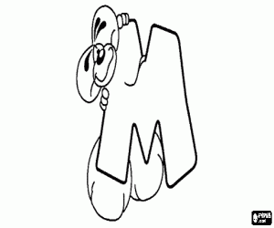 Coloriage Lettre M avec l'espi�gle petit souris