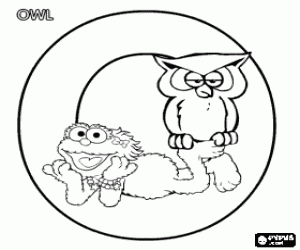 Coloriage Lettre O avec Zo� et un hibou