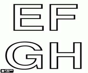 Coloriage Lettres majuscules E, F, G et H