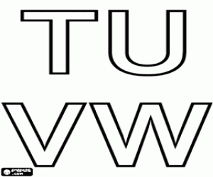 Coloriage Lettres majuscules T, U, V et W