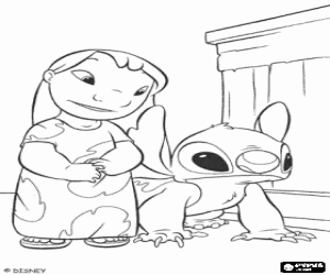 Coloriage Lilo et son �trange chien, Stitch
