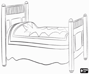 Coloriage Lit avec couvre-lit et avec la t�te de lit et pied de lit d�cor�s