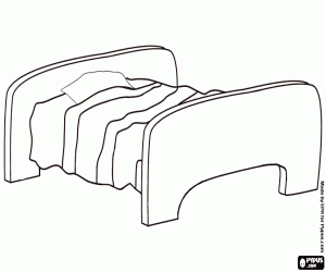 Coloriage Lit simple avec la t�te de lit et le pied de lit, le matelas et l'oreillers