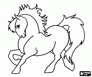 Coloriage Lovely cheval � la crini�re longue et longue queue