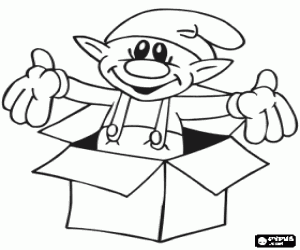 Coloriage Lutin de No�l dans une bo�te