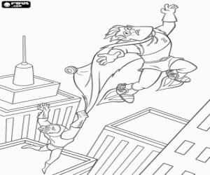 Coloriage M. Indestructible en attrapant pour la cape � Syndrome dans le ciel de la ville